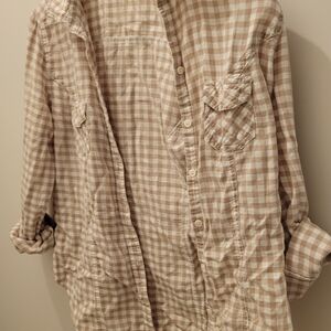 Old Navy Women's Beige Checkered Top